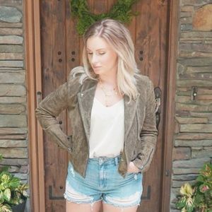 BLANK NYC suede moto jacket in Bankroll